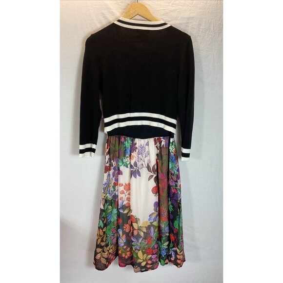 NEW Maeve Anthropologie Black White Floral Crew Neck Osceola Sweater Dress S - Picture 6 of 14
